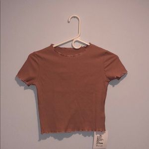 Cropped Ribbed T-Shirt